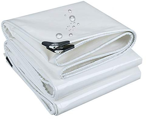YTREDF Bâche de Protection en PVC 100% Imperméable à l'eau et Aux UV Bâche en Toile, 0.45 mm D'épaisseur, pour Mobilier de Jardin, Bois, Piscine et Voiture White-(2 * 4m)