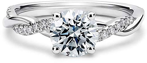 Molioaki Verlobungsring Damen Weißgold 9K(375) Unendlicher Ring Diamantring 1 Karat Brillantschliff 5A Zirkonia Ring Weißgold Eheringe Damen Verlobung Hochzeit Geschenk mit CZ - 60