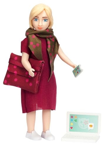 Lundby Dolls House People – Bendable Dolls for Girls, Doll House Mini Doll Set, Laptop Computer, Bag, Mobile Phone for Creative Play, Dollhouse Accessories Scale 1:18, Boys & Girls Toys Age 3 +