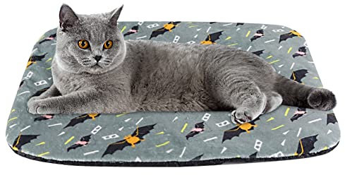 ikasus Premium Selbstheizende Matten für Katzen & Hunde - Fledermaus Muster Selbstwärmende Katzendecke Hundedecke, Waschbare Katze Hund Wärmedecke, Thermodecke katzenbett Wärmematte 40x50cm S