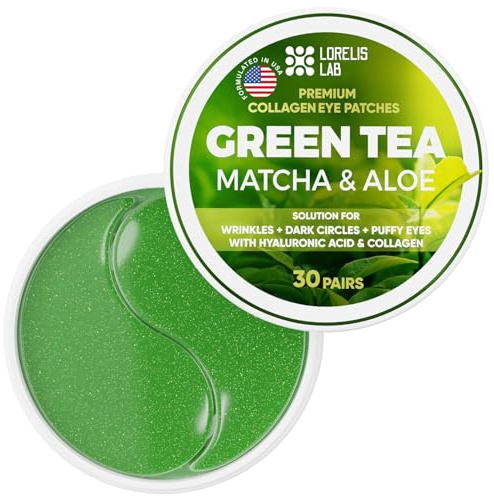 Grüner Tee Matcha Unteraugen-Patches mit Hyaluronsäure und Kollagen – Premium Unteraugenmaske für Augenringe, Schwellungen und Tränensäcke – Hydratisierende und Anti-Falten-Wirkung – 30 Paar