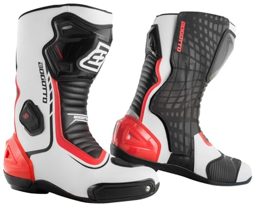 Bogotto Race-X Motorrad Stiefel, weiß/schwarz/rot, 40