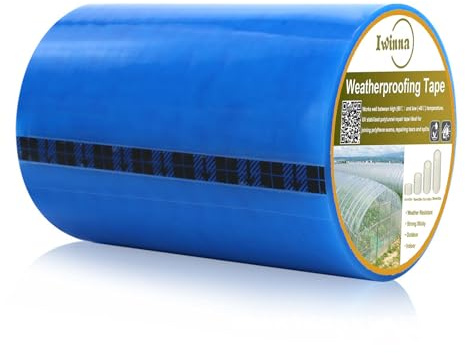 Iwinna Cinta de reparación de polietileno transparente para invernadero, color azul (150-25)