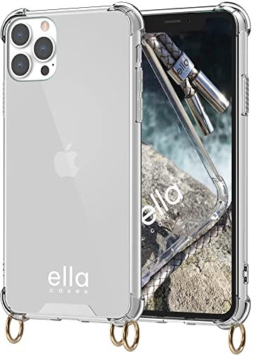 ella cases Handyhülle mit Ösen für iPhone 11 Pro Max Hülle transparent mit Ringen für Handykette in Gold einzeln ohne Kette modular mit Kordel, Schnur oder Gurt zum Umhängen