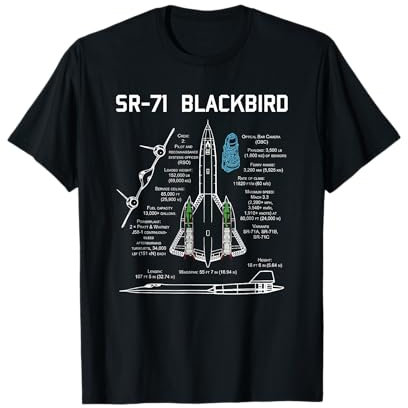 SR-71 Blackbird Specs T Shirt T Shirt Maglietta