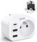 LENCENT Adaptateur Prise Anglaise Française, avec 2 Ports USB et 1 Port USB-C adapté à Angleterre, Irlande, Royaume-Uni, Écosse, Adaptateur électrique Mâle UK/Femelle France, Type G