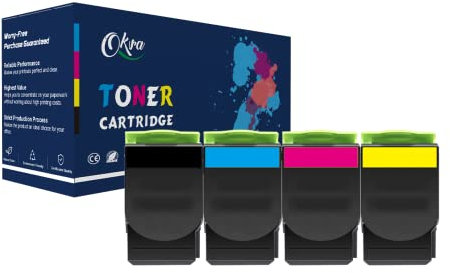 OKRA 4 Stück Toner Kompatibel mit Lexmark 802S Lexmark 802SK 802SC 802SM 802SY Lexmark 80C2SK0 80C2SC0 80C2SM0 80C2SY0 für Lexmark CX310n CX310dn CX410e CX410de CX410dte CX510de CX510dhe CX510dthe