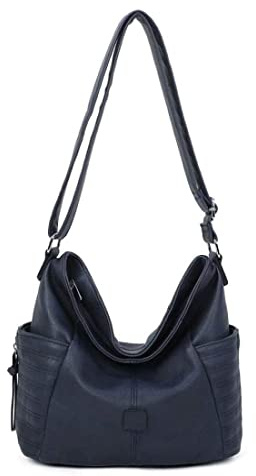 OBC Damen Tasche Shopper Schultertasche Umhängetasche Crossbody Henkeltasche Crossover Beuteltasche Handtasche Hobo Bag Reise Kunst-Leder Dunkelblau