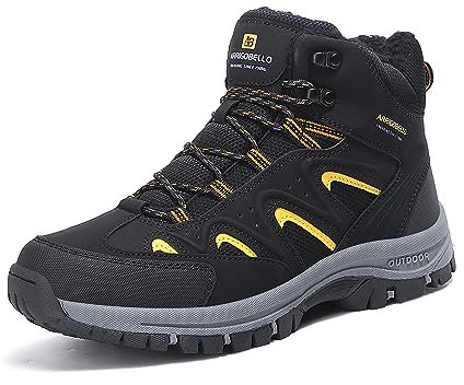 ARRIGO BELLO Stivali da Neve Uomo Scarpe Invernali Foderate di Pelliccia Calda Caviglia Stivali Piatti Sport Escursionismo Boots Taglia 41-46(Nero,44)