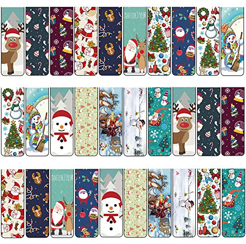 30 Stück Lesezeichen Weihnachten,Lesezeichen Magnetisch,Lesezeichen mit Schneemann Weihnachtsbaum Muster,Magnetische Lesezeichen Kinder,Magnetlesezeichen,Magnetic Bookmark,Markierungen lesezeichen