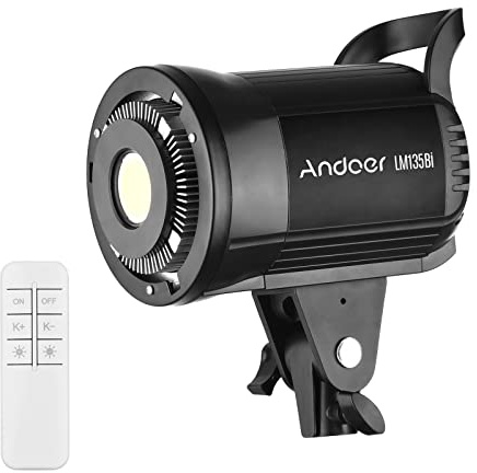 Andoer LM135Bi Portable LED Photography Fill Light 135W Studio Video Light 3000K-5600K Dimmable Bowens Mount Continuous Light with Remote Control for Product Portrait Wedding Photography Live