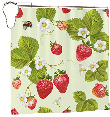 Bella tenda da doccia a forma di fragola, impermeabile, in poliestere, tenda per vasca da bagno, 182 x 183 cm