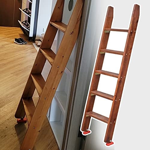 Hochbett Leiter Retro-Wohnmobil-Etagenleiter für Wohnwagen, Massivholz-Loft-Wohnheim-Etagenbett-Leiter mit Haken, 125/150cm, für Erwachsene Zimmer Küchenschrank (Size : 5 Step 150cm/59)