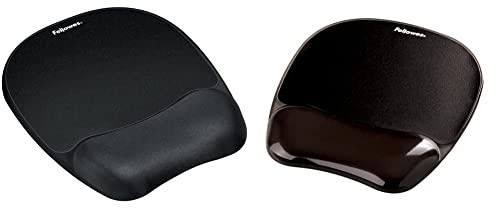 Fellowes Handgelenkauflage Memory Foam mit Mauspad für optische Mäuse, mit Flexibler Schaumstofffüllung und Stoffbezug, schwarz & 9112101,Crystals AA8Gel Handgelenkauflagemit Mauspad schwarz