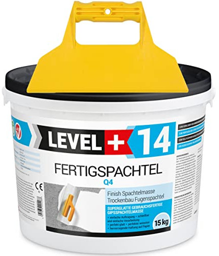Fertigspachtel Spachtelmasse 15 kg Glättspachtel Fugenspachtel Reinweiss Weiß + Spachtel ohne Zahnung Set RM14