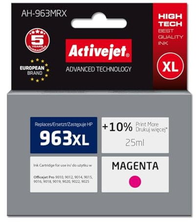 Activejet AH-963MRX Ink for HP Printers Replacement HP 963XL 3JA28AE; Premium; 1760 Pages; Purple