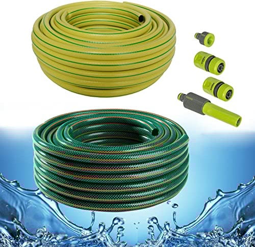 Schlauch Gartenschlauch 1/2 Zoll 50m 30m 20m Grün Gelb Anschluss-Set (1/2 Zoll, 50m, Grün, 4-teiliges Anschluss-Set)