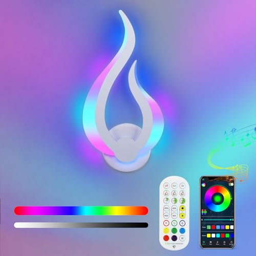 Lightess RGB Smart Applique Murale Intérieure Design Timing Applique Murale Interieur LED 8W Music-Sync & DIY 16 Million Couleurs 3 Température De Couleur Chambre Salon Escalier Bar