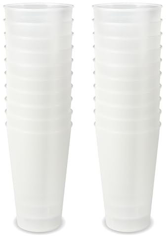 Schramm® gobelet réutilisable env. 400ml mat transparent au choix 10, 20, 30 ou 50 pièces de capacité réutilisable gobelet à boire en plastique réutilisable, Dimension:20 Stück