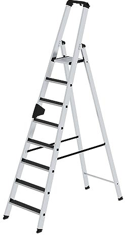 PROREGAL Stufen-Stehleiter | einseitig begehbar mit Clip-Step R13 | 8 Stufen | Leiter, Teleskopleiter, Trittleiter, Bockleiter, Sprossen-Doppelleiter