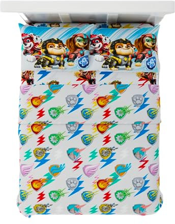 Franco Paw Patrol 2 The Movie Bettwäsche-Set, superweiche Mikrofaser, 4-teiliges Bettwäsche-Set in voller Größe (offizielles Lizenzprodukt)