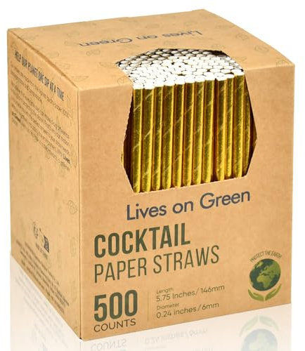 Lot de 500 pailles à cocktail courtes en papier doré de 14,6 cm, pour fête, mariage, bar, restaurant