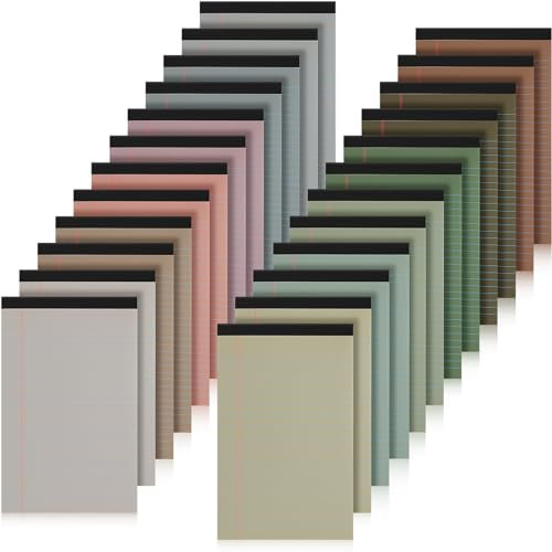 Fuutreo 24 Stück 12,7 x 20,3 cm Rechtliche Notizblöcke, schmal, liniert, 50 Blatt/Block, mehrere Farben, Notizblock für Arbeit, 80 g/m² Papier, für Einkaufsliste, Einkaufsliste (gemischte Farben)
