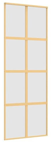 vidaXL Schiebetür Golden 76x205 cm Matt ESG-Glas und Aluminium