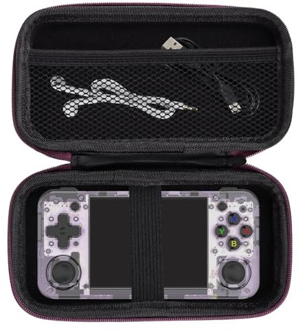 Custodia rigida per il trasporto compatibile con console di gioco portatile retrò RG35XX H, borsa da viaggio multifunzione impermeabile (solo scatola, nero)