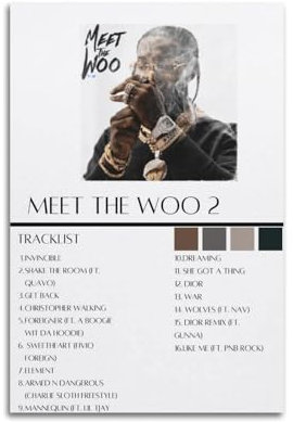 nzzmy Poster Pop Smoke Meet The Woo 2, Vintage-Kunst, Raumdekoration, ästhetische Schlafzimmerdekoration, Leinwandposter für Schlafzimmer, 50 x 75 cm, ungerahmter Stil
