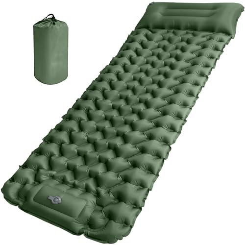 St !GIANTMAN Isomatte Selbstaufblasend Ultraleichte Camping Luftmatratze mit Eingebaute Pumpe und Kissen, Camping Matratze mit Fußpumpe und Tragetasche für Outdoor, Camping, Reisen, Wandern