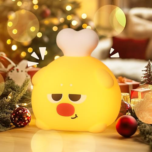 Homrich Nachtlicht Kinder Stilllicht Dimmbar Nachttischlampe Baby, Silikon Nachtlicht Touch mit Timing, USB Aufladung für Kinderzimmer Schlafzimmer, Kindergeschenke