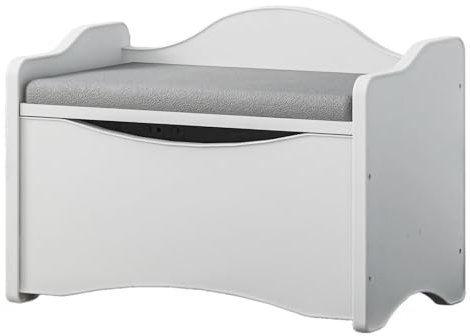 Happy Babies Spielzeugkiste Sitzbank Kindersitzbank Weiß mit Stauraum Sitztruhe Kinder Aufbewahrungskiste für Kinderzimmer