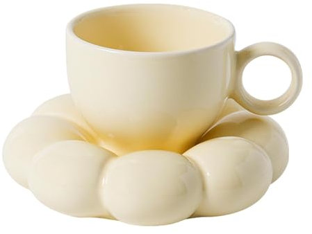 Juego de tazas de té con forma de flor, taza de té de flores con platillo | Juego de platillos de taza de cerámica - Taza de bebida de té de, platillo floral de cerámica para chocolate caliente