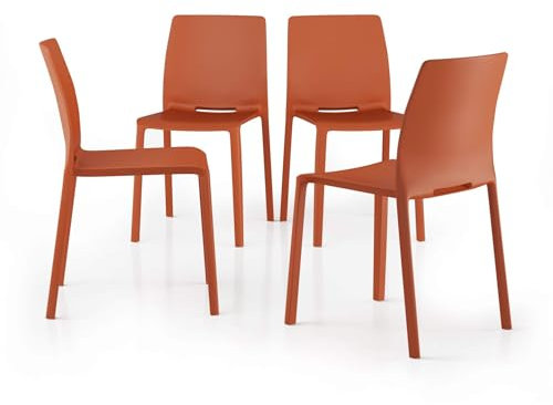 MOBILI FIVER, Stühle Emma, 4er-Set, Terracotta, Made In Italy