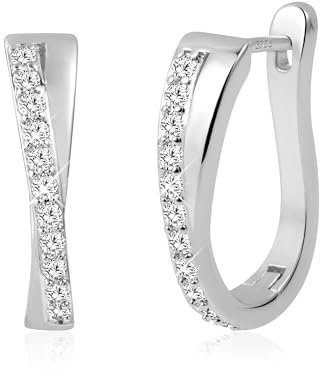 ALEXCRAFT Zirkonia Ohrringe Creolen Silber 925 Damen Klein Silver Earrings Hoops Small für Frauen Freundin Mama