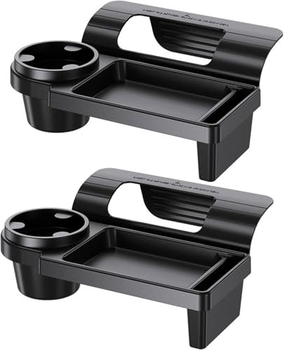 HFSAZJ Multifunktionales Ablageschale für Autofenster, Autotür-Getränkehalter, Fahrzeugtür-Seitenaufhängung, Becherhalter für Autofenster, Fenster-Becherhalter für Fahrzeuge (Schwarz, Kunststoff)