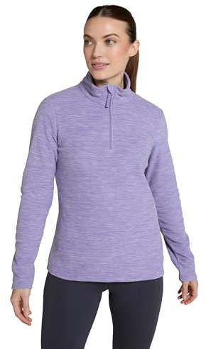 Mountain Warehouse Snowdon Womens Fleece Top - Warm Pullover, Lightweight Sweater, Half Zip, Breathable Ladies Tee, Quick Drying - For Spring Summer, Walking, Travelling Lilac Women's Size 24