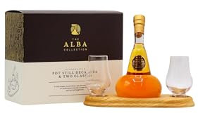 Alba Collection - Glasses & Mini Pot Still Refillable Decanter Blended Scotch - Whisky 20cl 40% ABV