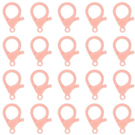 uxcell 100 Pcs Hard Plastic Lobster Claw Clasps Lanyard Snap Clip Hooks for Keychain Clip Backpack Chain Key Ring DIY Handmade Crafts, Beige