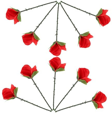BESTonZON 10stücke Faltbare Rote Rosen Zaubertrick Blumengimmick Close-up Requisiten Für Zauberer Bühne Bar Party Zubehör