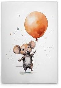 A.S. Création Leinwandbild Niedliche Maus Orange - Wandbild in Weiss, Braun - 50 x 75 cm - DD133298