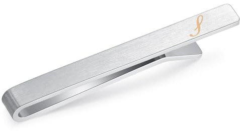 HONEY BEAR 2.12inch Krawattenklammer für Herren und Jungen, mit Initialen-Alphabet, für normale Größe/schmale Krawatte, 5.4cm (S 5.4cm Dicker)