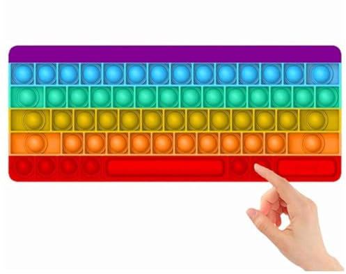 JJKTO Push Pop Toy Keyboard, Push Bubble Toy Color Keyboard Sensory Toy Silicone Extrusion Toy, Interactive Toy Stress Children's Adult Letters.