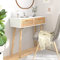 Xichuzi Konsolentisch, Couchtisch, Console Table, Beistelltisch, Sideboard, Wohnzimmertisch, Couchconsole, Flurtisch, Weiß 80x30x75 cm Massivholz Kiefer Natur-Rattan