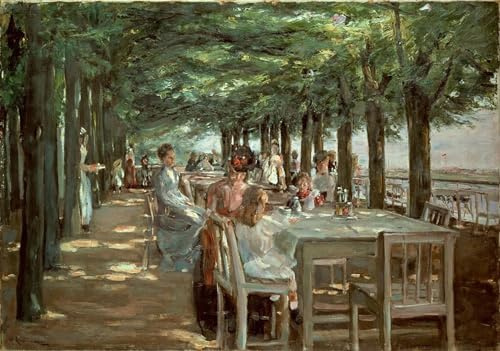 ARToPHIIU Vintage Leinwand Wandkunst Wandbilder Drucke Poster Grafti Leinwanddruck Terrasse im Restaurant Jacob in Nienstedten an der Elbe von Max Liebermann für Wohnzimmerdekoration 60x90cm