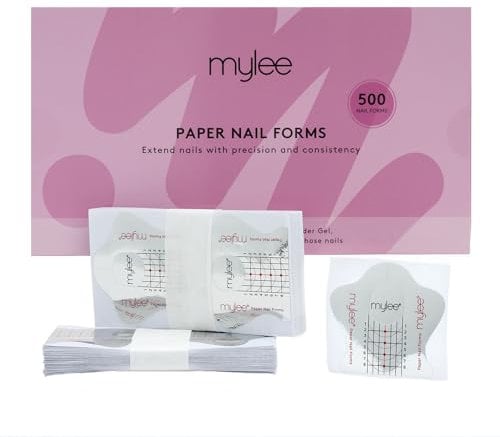 Mylee 500Pcs Nail Paper Forms - Professional Nail Art Tools for Nail Extensions, Self-adhesive Modelling Stencils, Use with Polymer Gel, Builder Gel & Acrylic, DIY Sticker Guide (Flat pack, 500)