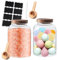 Gzsekken Bath Salt Container,Glass Bath Salt Jar with Scoop & Wooden Lid,Airtight Bath Bomb Storage Dispenser, Bathroom Decor and Accessories Large Bath Tub Jars for Women-2pack
