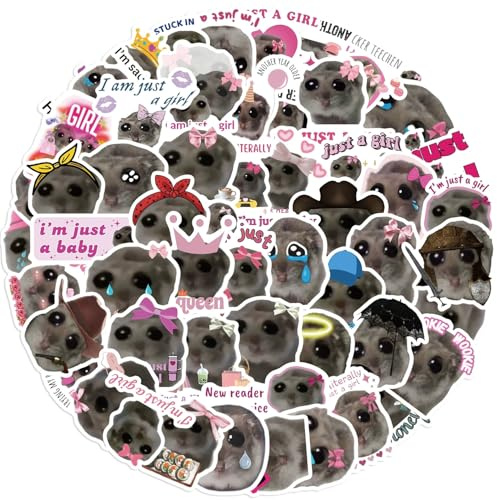 LYunMu Sad Hamster Aufkleber 50 Stücke Niedlich Deko für Auto Laptop Skateboard Fahrrad Moped Motorrad Fahrrad Computer,Geeignet für Erwachsene Kinder Sad Hamster Sticker Set