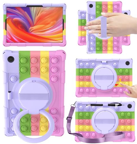 YKWXSC Funda para Samsung Galaxy Tab A9+/A9 Plus 11 Pulgada (SM-X210/216/218), Soporte Giratorio 360° y Correa de Mano/el Hombro Silicona antigolpes Funda, Rose